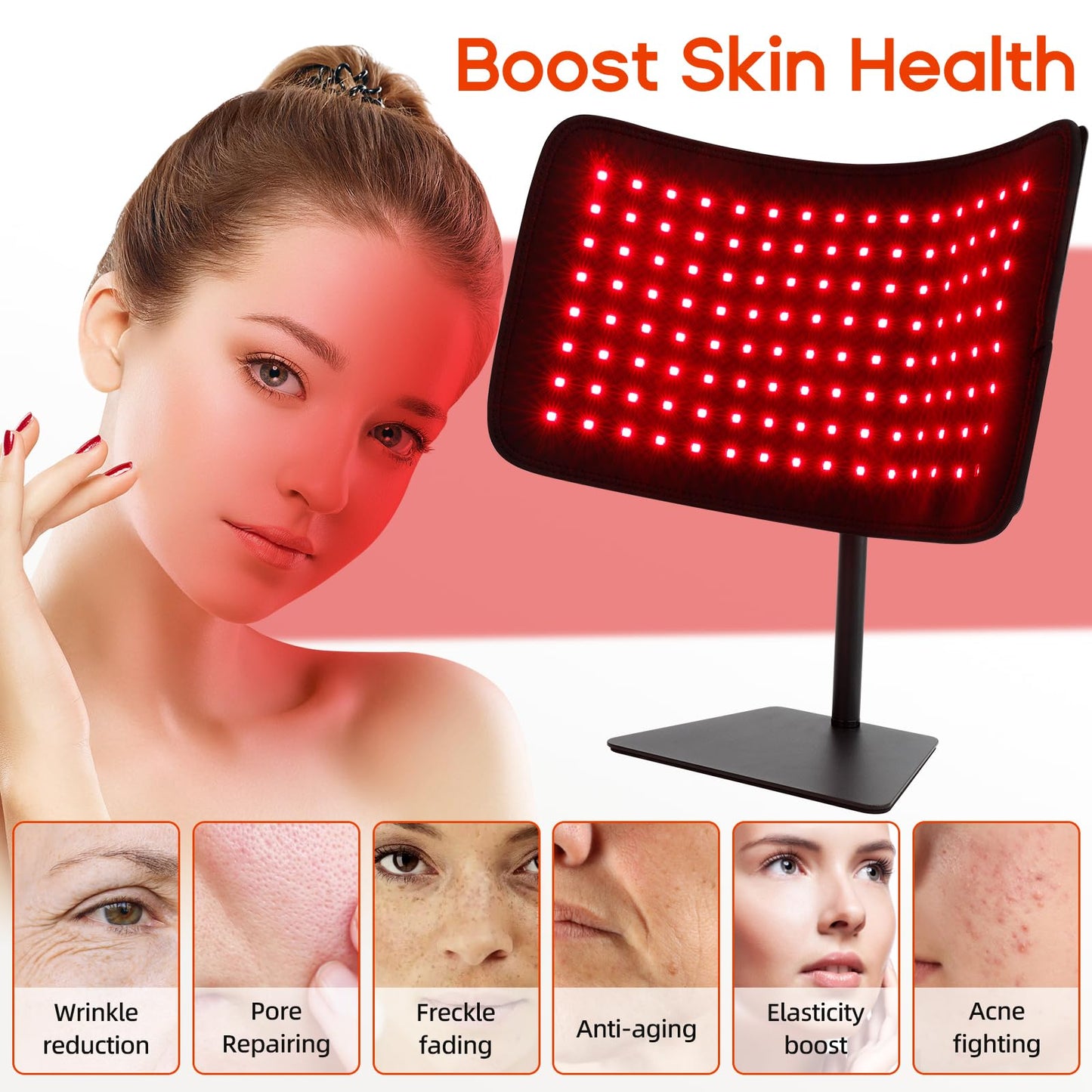 Red Light Therapy for Body and Face, Red Light Therapy Mat, 3 in 1 Mat/Belt/Stand Removable 660NM & 850NM Infrared Red Light Therapy Panel Device, Light Therapy for Face, Waist, Back, Knees and Legs