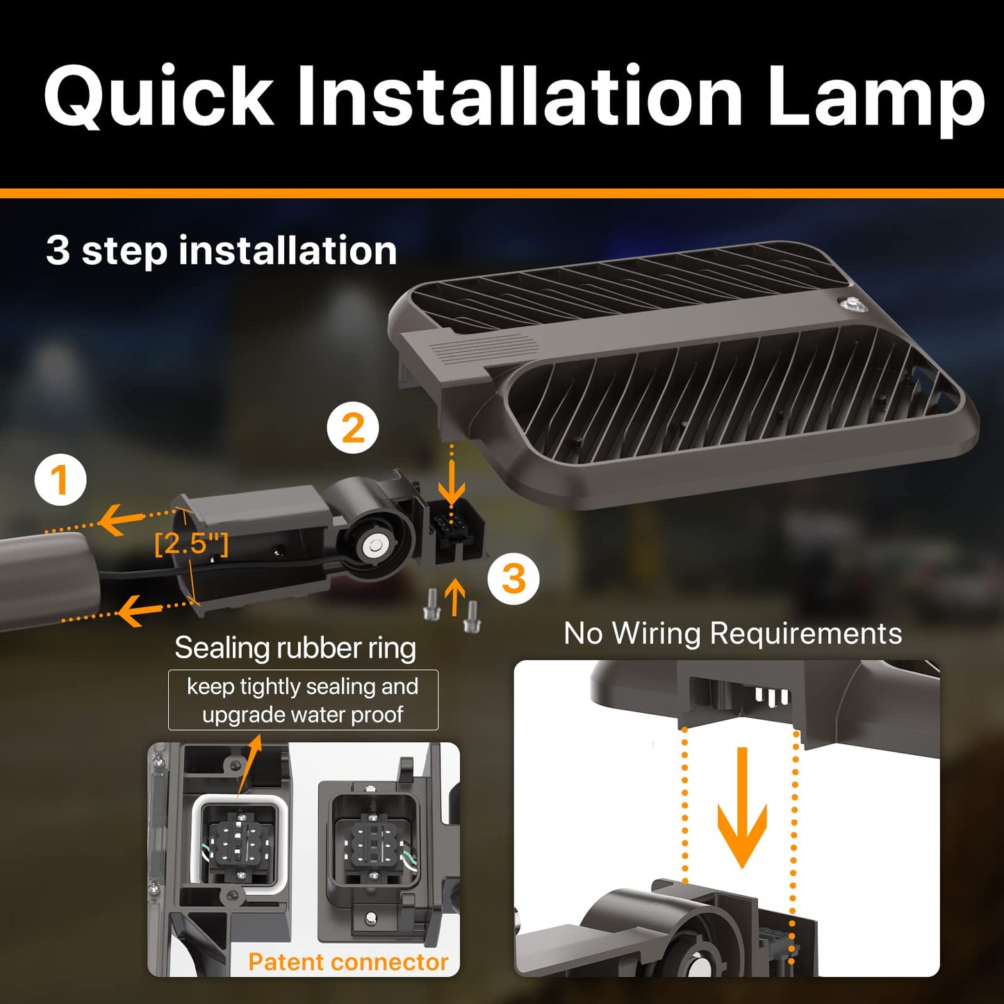 DEMILARE 300W LED Parking Lot Lights 2Pack 45000lm Quick Installation Shoebox Light Slip Fitter Mount Dusk to Dawn Photocell Outdoor Commercial Street Area Lighting for Road, Playing Field, 120-277V