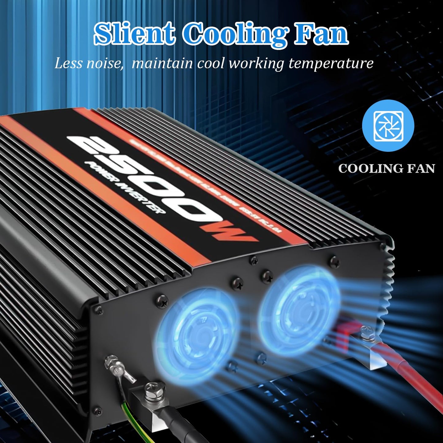 2500W Inverter 12V DC to 120V AC Converter for Home, RV, Truck, Off-Grid Solar Power Inverter with Built-in 5V/2.1A USB, AC Hardwire Port, Remote Controller