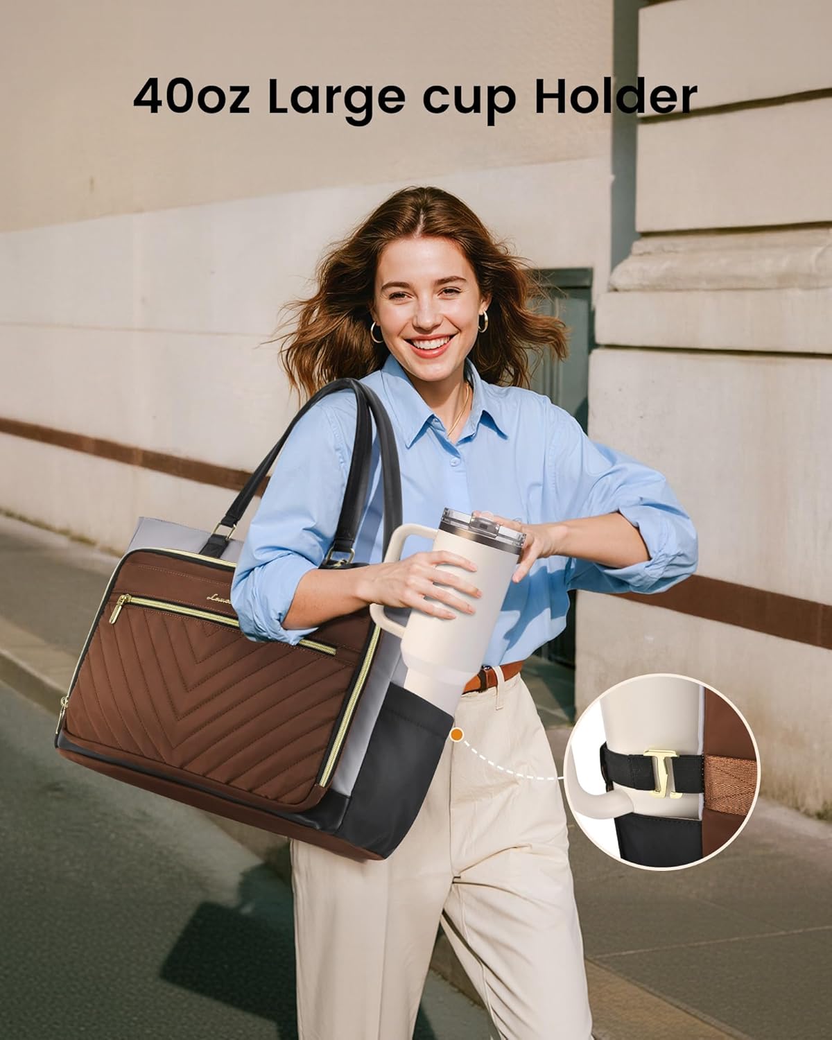 LOVEVOOK 15.6 Inch Laptop Tote Bag for Women, Work Bag for Nurse with Large Cup Holder, Nurse Diaper Bag for Travel