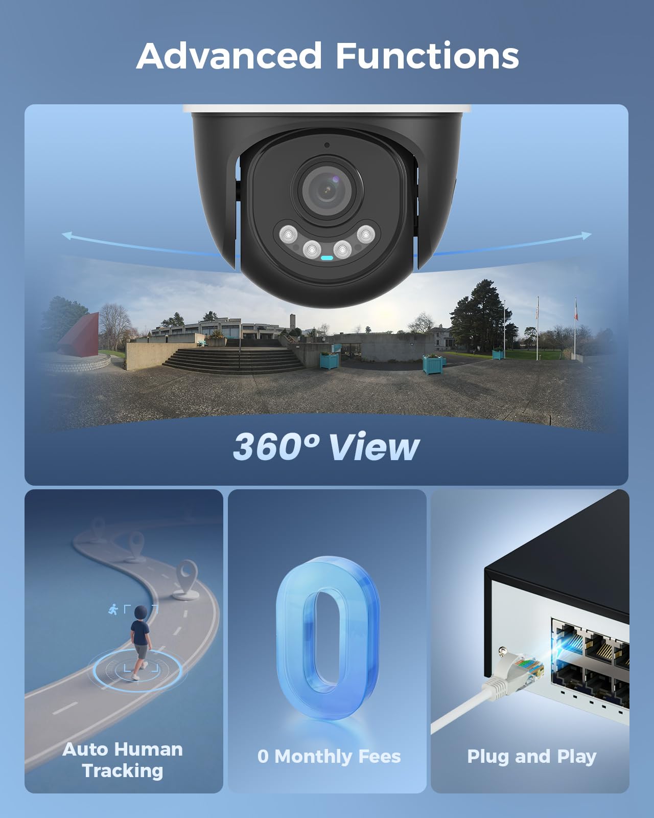【360°View】 Hiseeu 12MP NVR 12 Pcs 5MP PoE PTZ Cameras, 350°Pan 90° Tilt，Auto Human Tracking, Human Vehicle Detect, 2 Way Audio, 7/24 Record&Playback，4TB HDD for Home Surveillance Outdoor Indoor