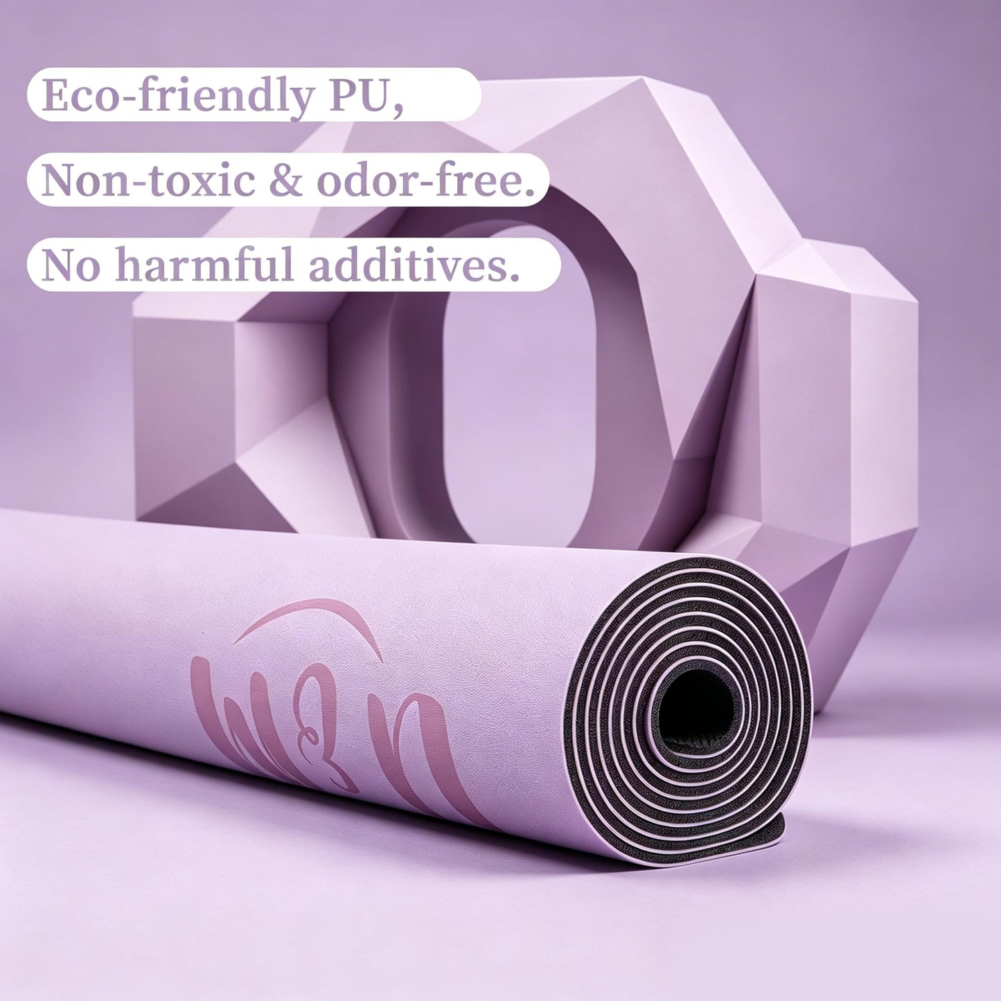 U&M Professional Non Slip PU Yoga Mat with Carrying Strap & Alignment Line, 72"x27" Extra Wide 0.2" Thick Exercise Mat for Home Gym | Sweatproof High Density | Anti-tear | Textured Surface | Natural Rubber Bottom Workout Mat for Women & Men Yoga Pilates F