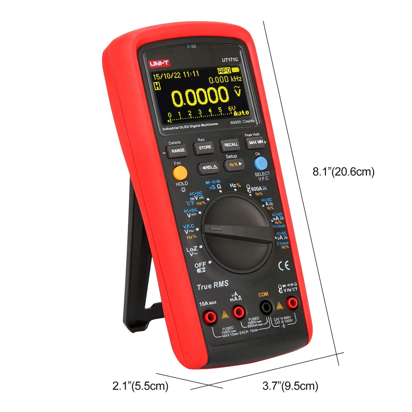 UNI-T Industrial Digital Multimeter UT171C, True RMS 60,000 Counts Square Wave Output LOZ (ACV) Data Storage AC DC Volt Current Ohm Admittance Capacitance Frequency Temperature Diode Continuity NCV
