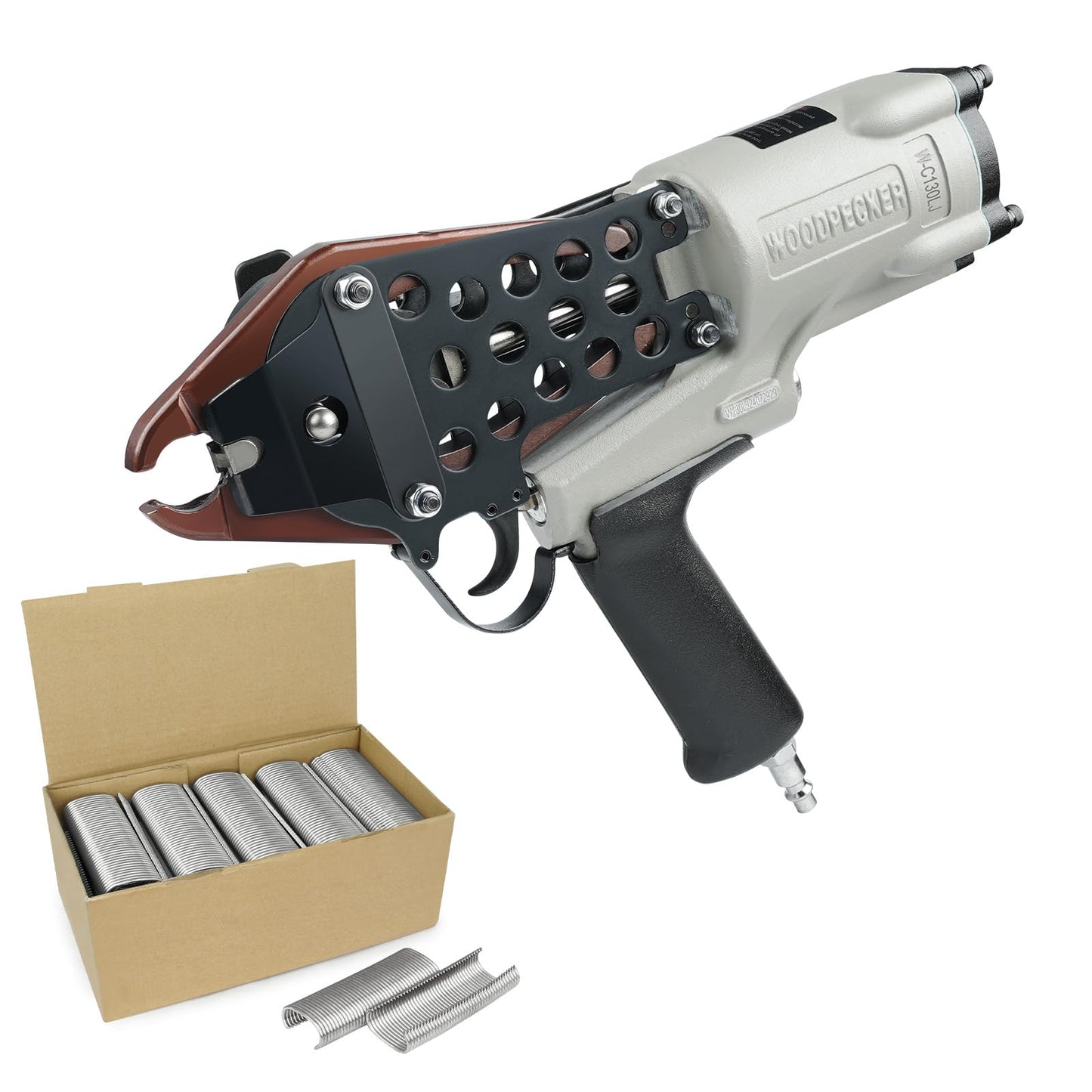 Woodpecker C130L 11 Gauge Pneumatic Heavy Duty Hog Ring Plier with 304 Stainless C50 Hog Ring Staples 1600PCS