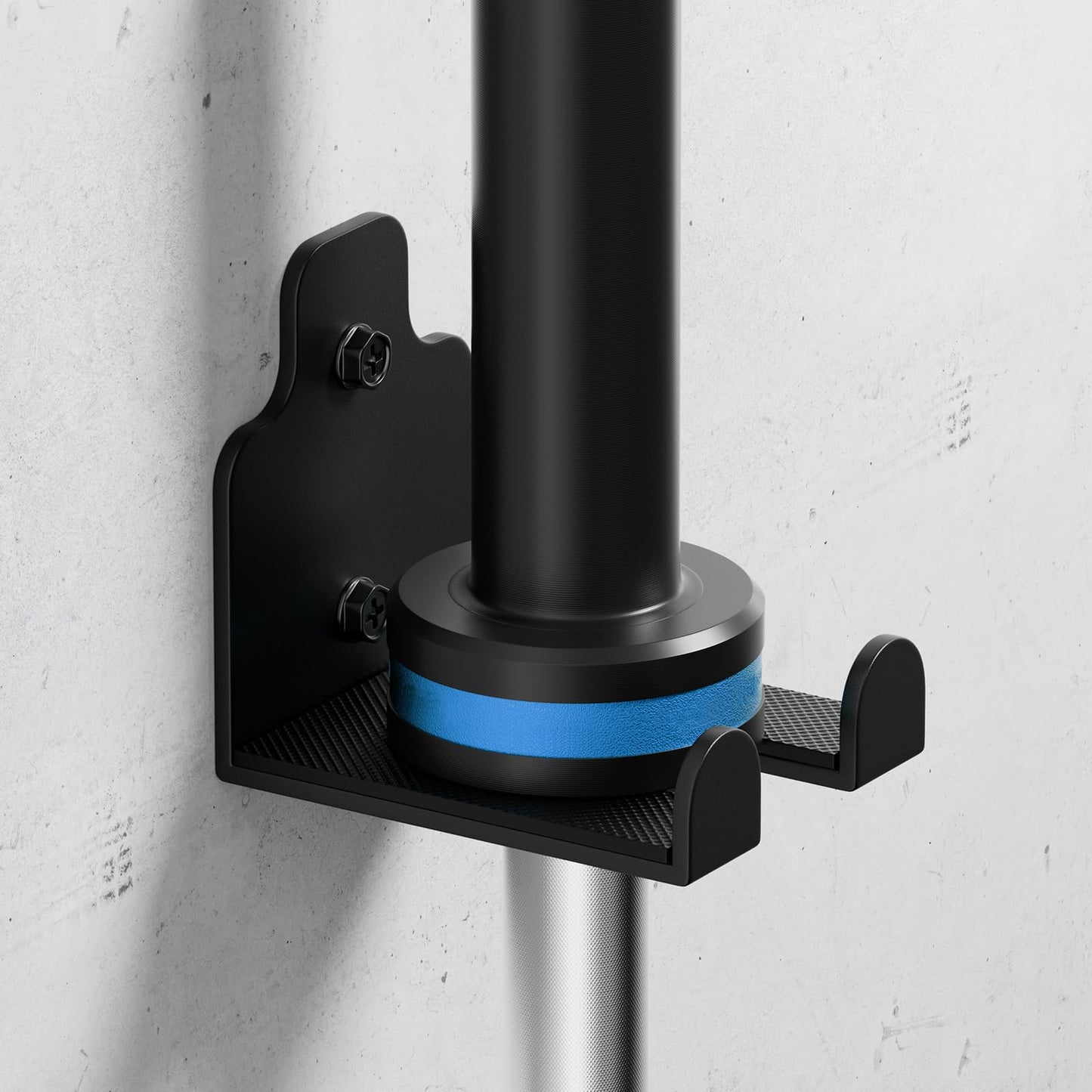 ZGJWJYUU Barbell Wall Holder,Single Olympic Hanger,Garage Gym Bar Wall Rack,Vertical Barbell Mount Rack,Space Saving Commercial or Home Gym Accessory,Holds Under 33mm Bar Size(Black)
