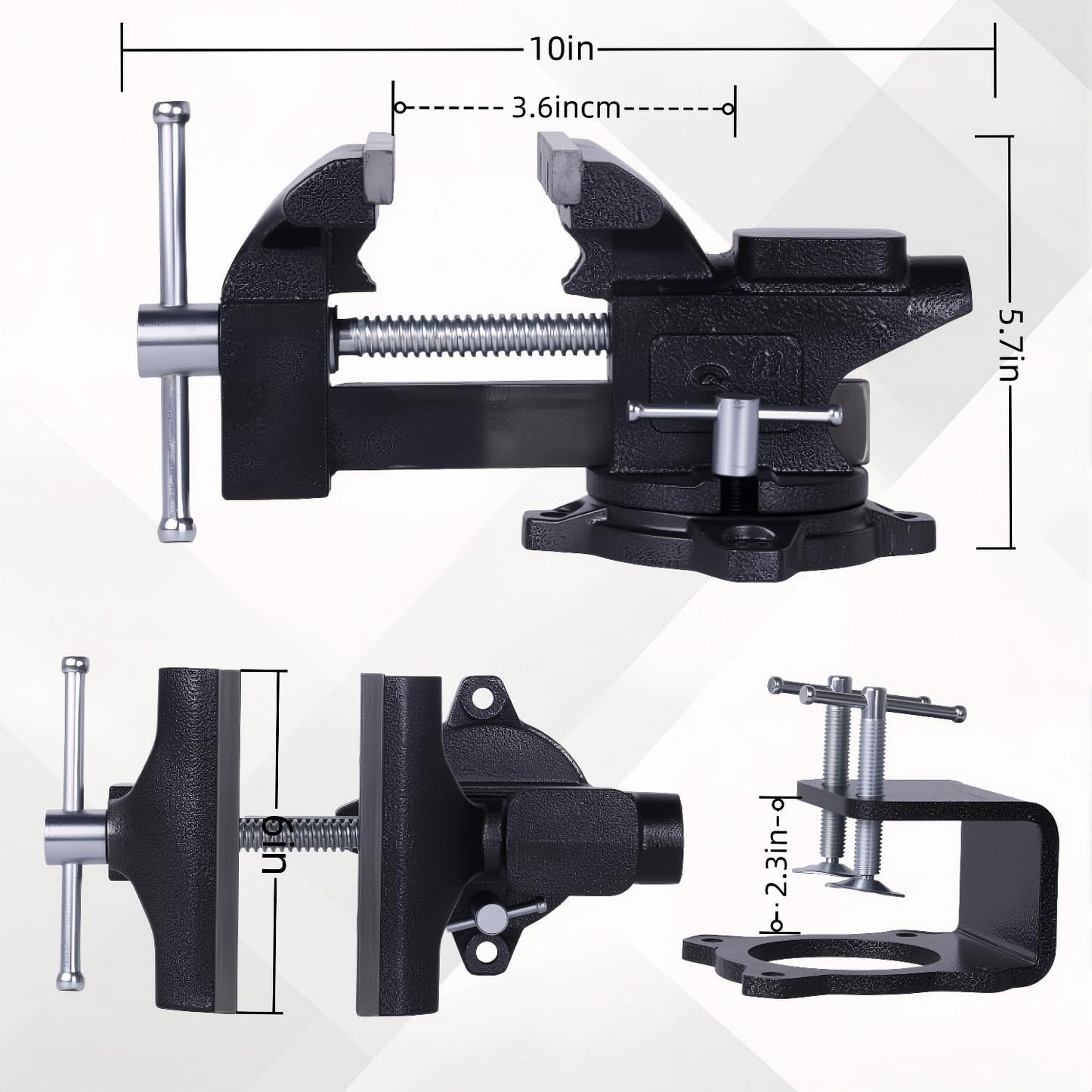 Bench Vise, 6" Jaw Width, Table Vise For Workbench,2-in-1 Multi-Purpose Heavy Duty Bench Vice With Two Multifunctional Jaws, 270° Swivel Base Home Vise for Woodworking, Welding and DIY