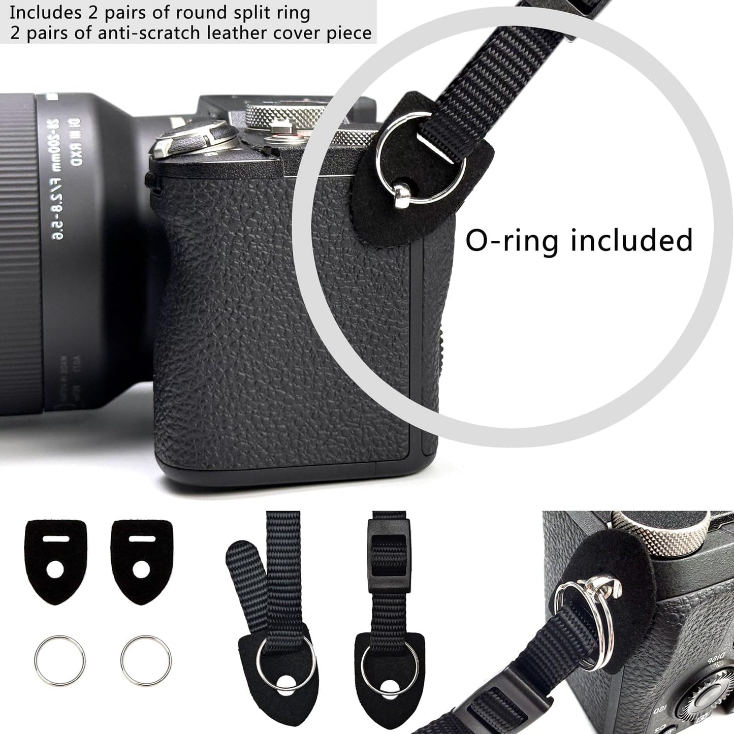 YMTHamaz3 Buckles,Black,55 inch Camera Neck Shoulder Strap for Man Woman Photographers,Wide Strap for SLR DSLR