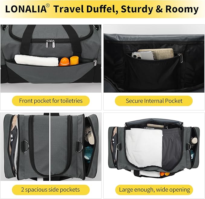 Gym Bag Sport Duffle Bag for Men - 21 in Weekender Travel Bag with Trolley Sleeve (Gray)