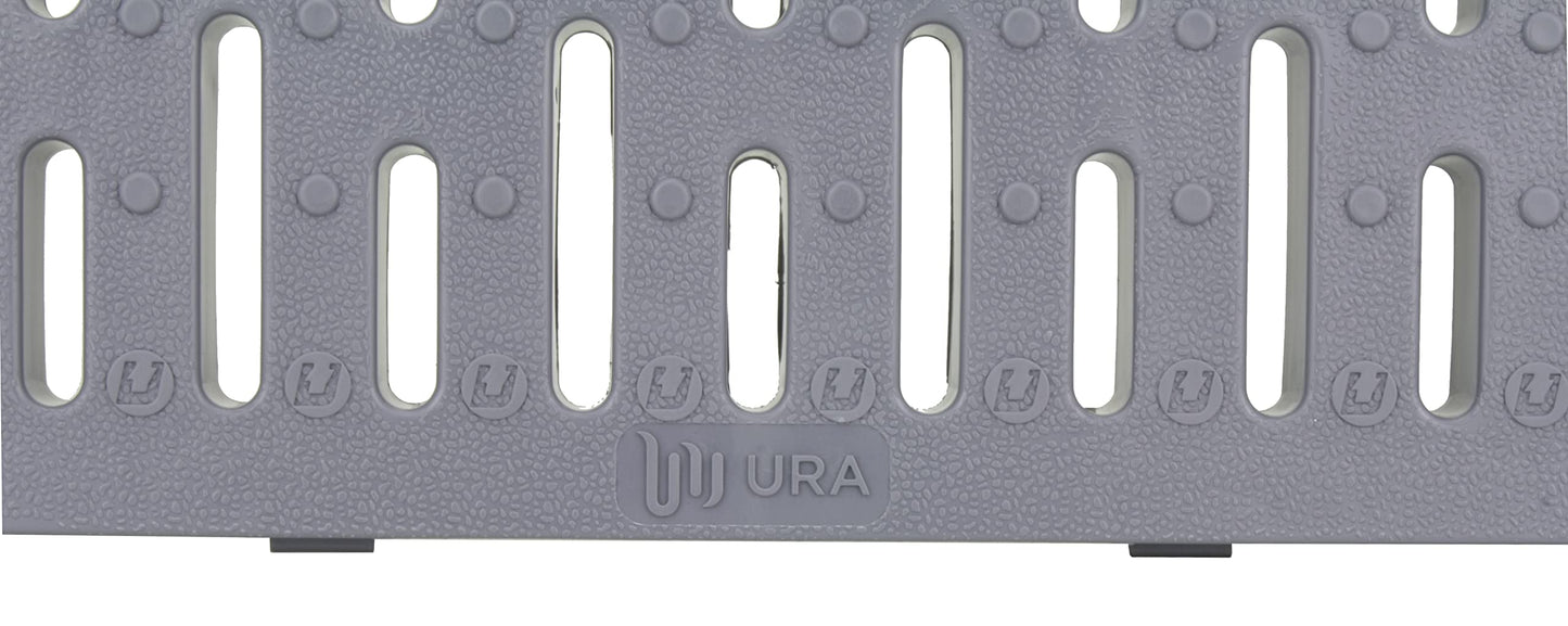 URA WATER Model UA-100 - Drainage Trench Set - Channel Drain With Grate - Gray Plastic Plastic - 3 x 39" - (117" Total Length)