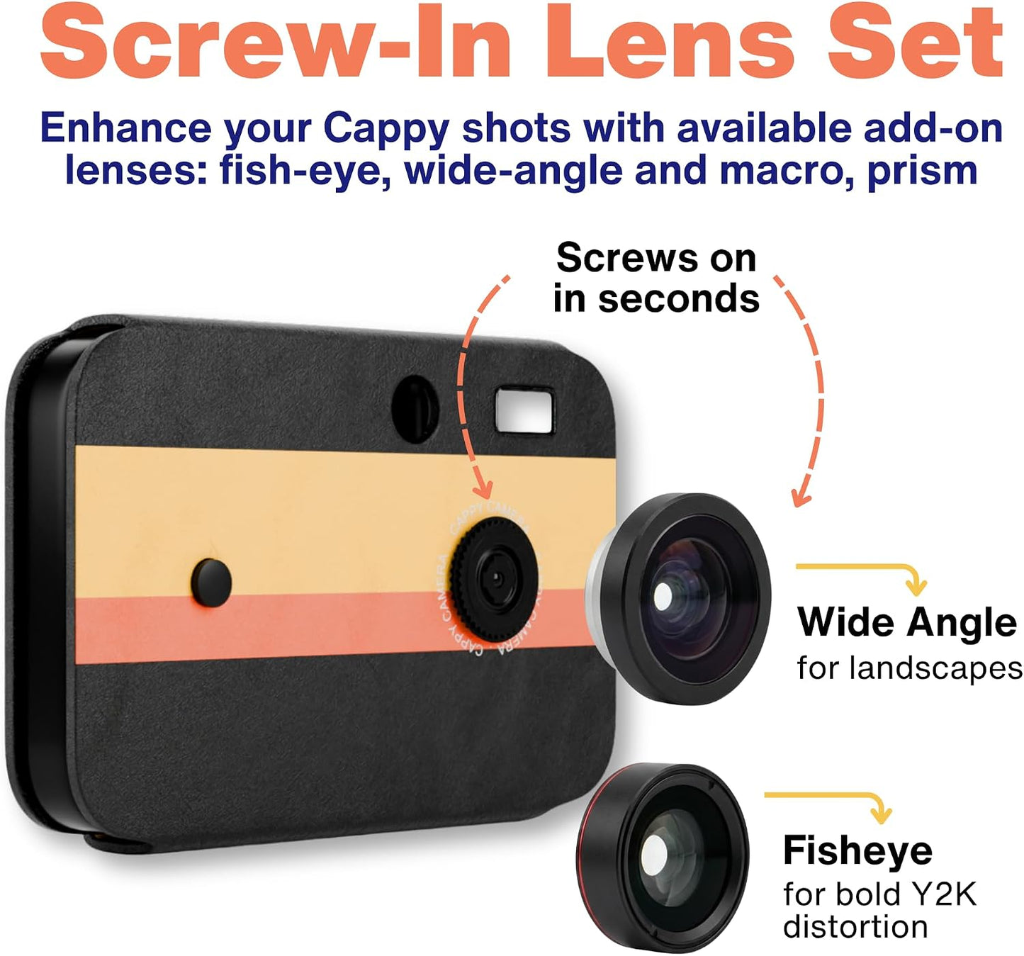 CAPPY CAMERA Set 235 Y2K Screw-On Lens - Wide Angle & Fisheye Lens Kit - Specifically for Cappy Retro Digital Camera