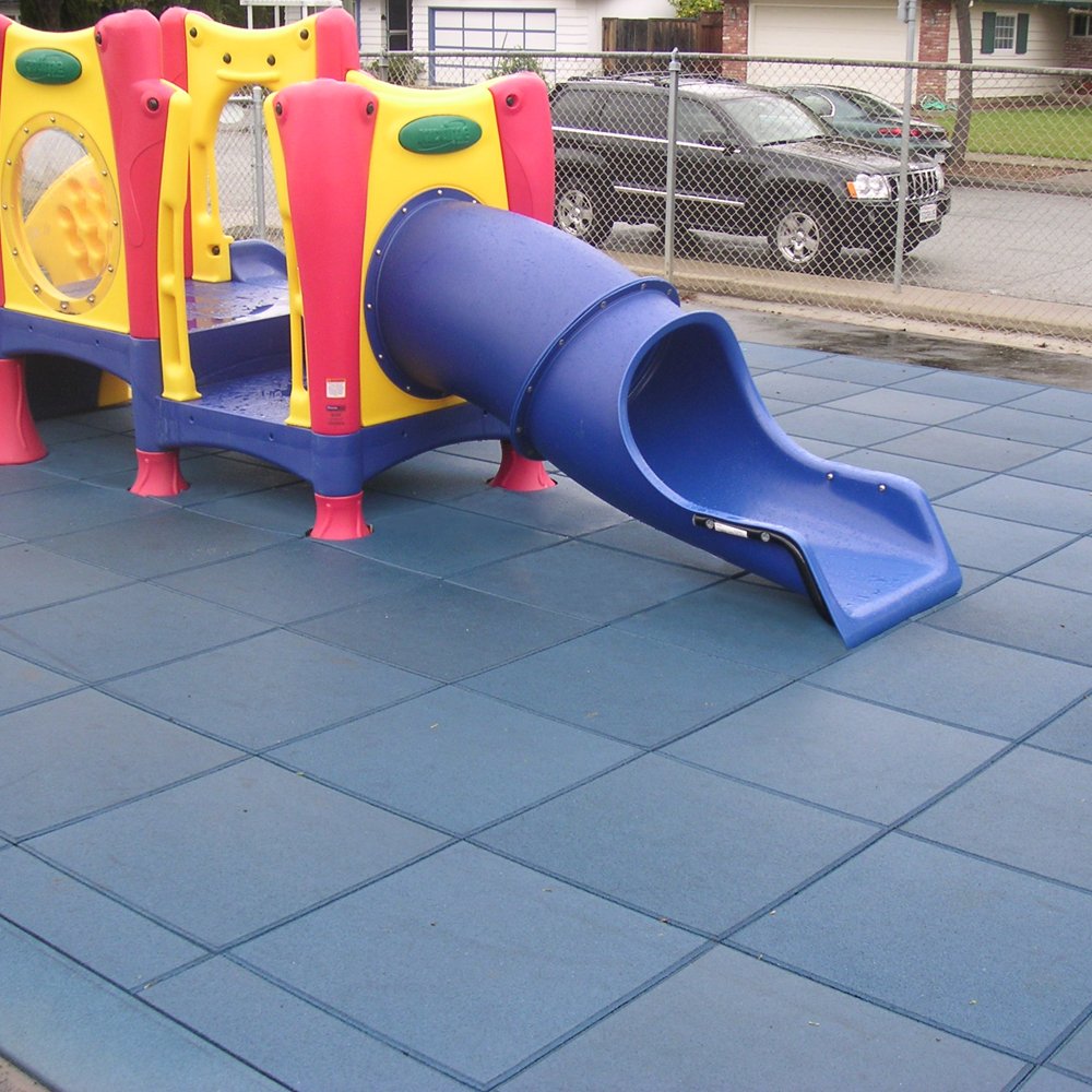 Rubber-Cal Eco-Safety Interlocking Playground Tiles - 2.50 x 19.5 x 19.5 inch - 10 Pack - 28 Square Feet Coverage - Black