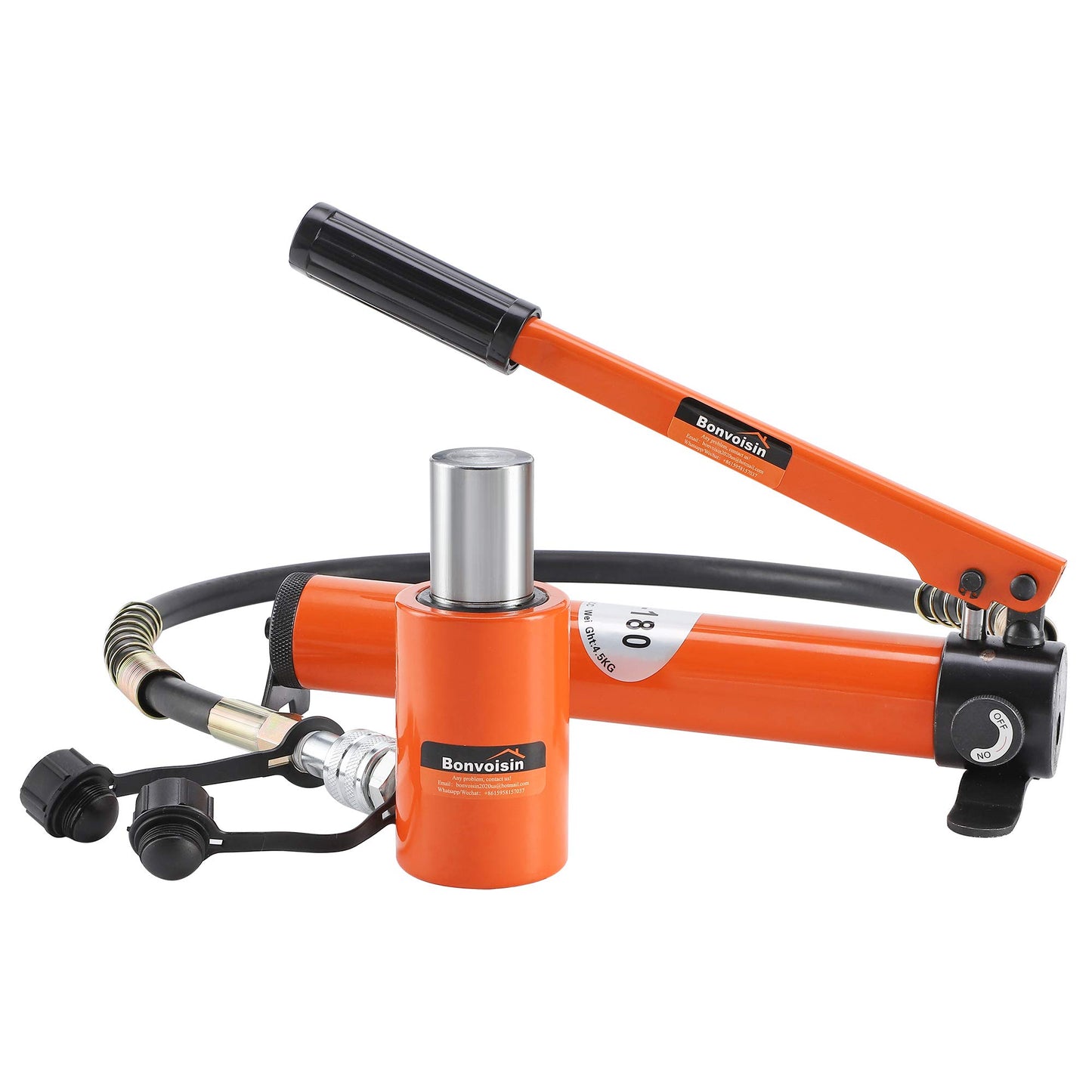 Bonvoisin 20T Hydraulic Cylinder Jack Porta Power Ram 2" Stroke Mini Single Acting Lifting Cylinders with Hydraulic Hand Pump for Machinery Shipbuilding