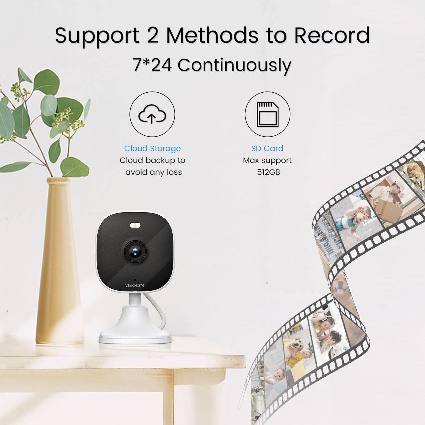 VSMAHOME 1080P 2.4G 2-Way Cameras for Home Security with Night Vision, Outdoor/Indoor Cameras for Baby/Elder/Dog/Pet