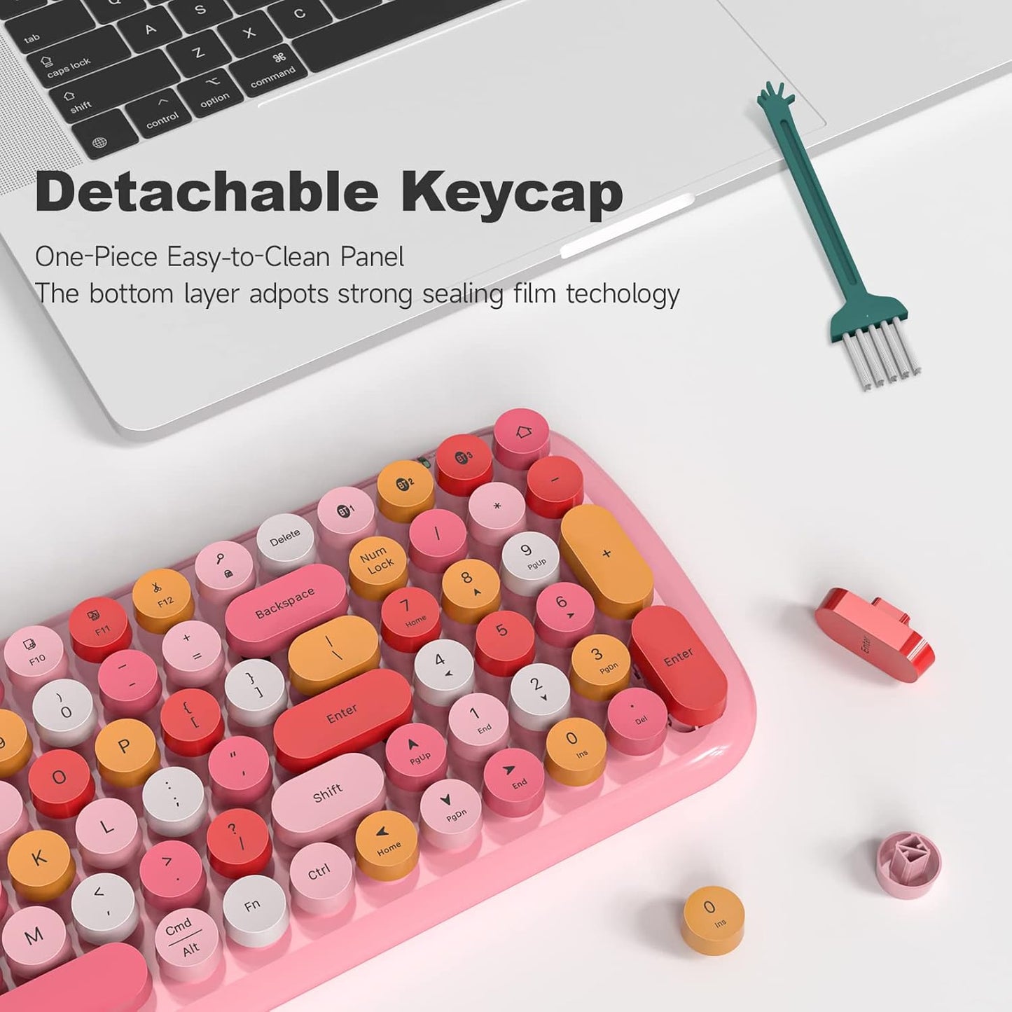MOFII Wireless Keyboard and Mouse Combo, Full-Size Retro Typewriter-Style Wireless Keyboard with Optical Mouse