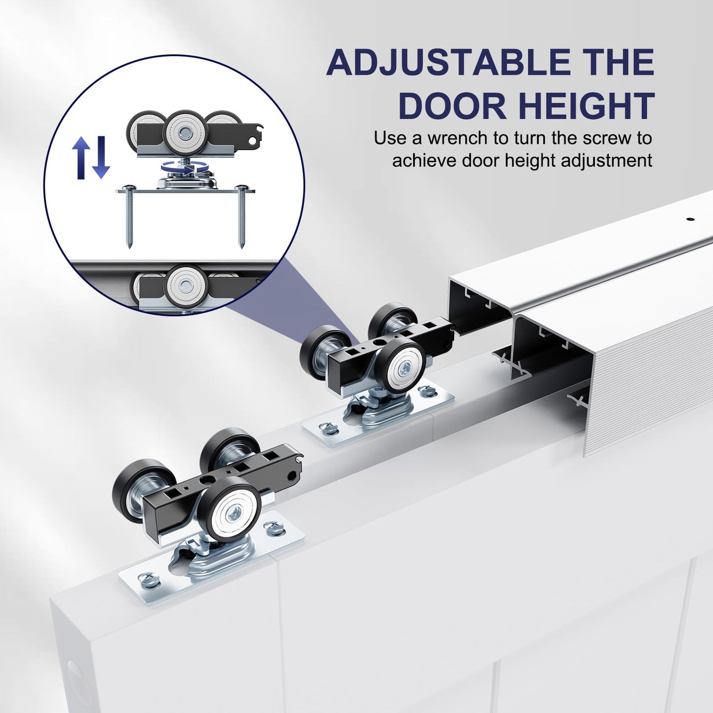 COSHOMER 6FT Bypass Door Hardware, Closet Door Track Kit, Top-Mounted Style, Made of Heavy Duty Aluminum, Smoothly and Quietly, for 2 Doors System - Fit Min Door Panel Width of 36.5in, Silver