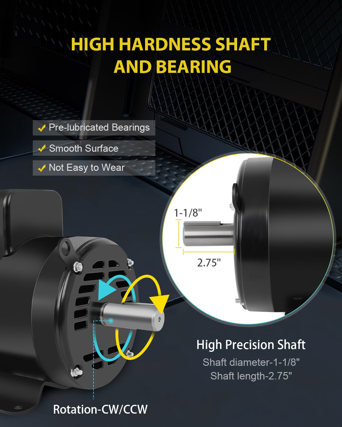 7.5 HP Air Compressor Motor Single Phase 184T Electric Motor 3450RPM 208V-230V 2Pole 1-1/8"Shaft Diameter CW/CCW ODP