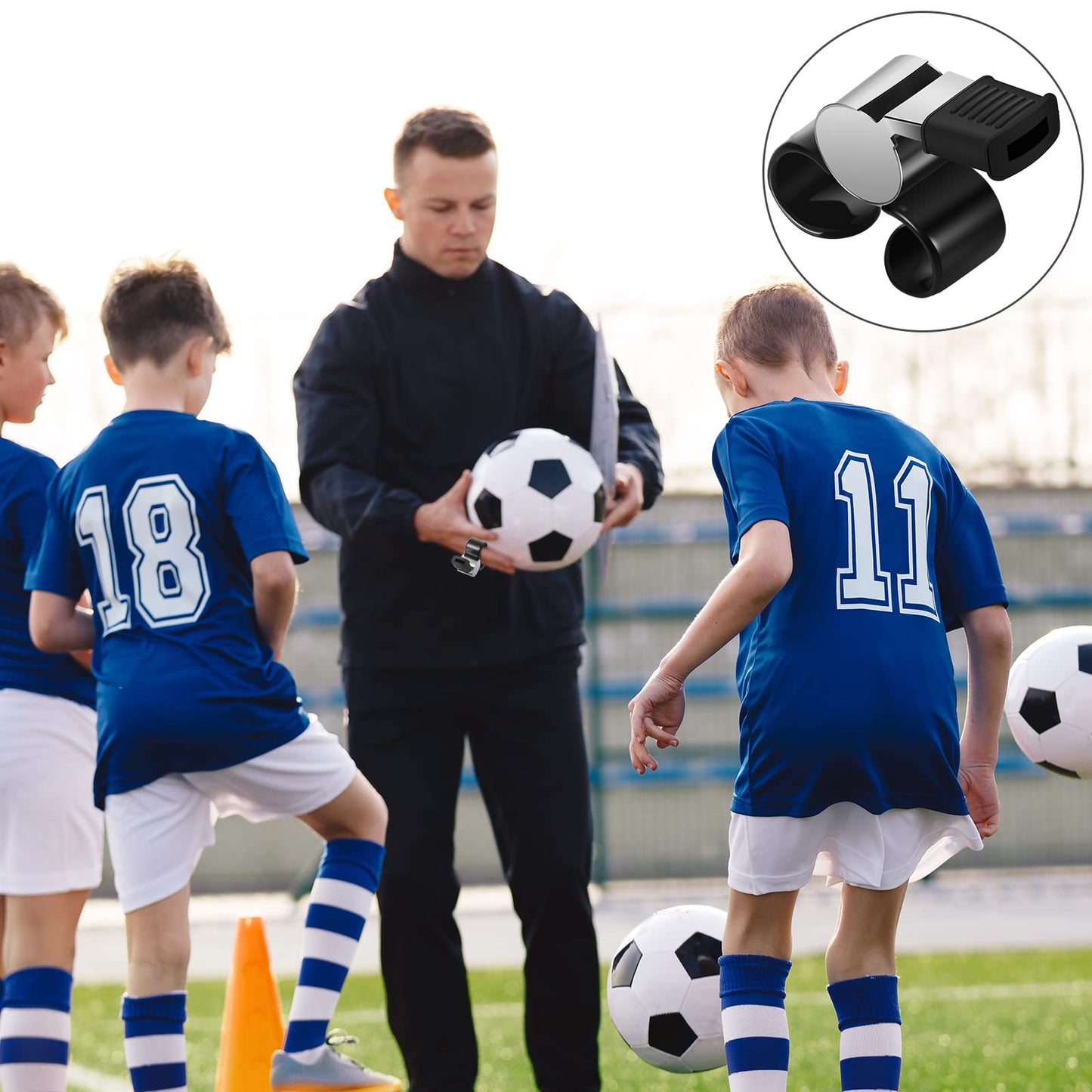 Kathfly 2 Pieces Finger Grip Whistle Official Hockey Referee Whistle Football Soccer Hand Held Whistle Metallic Loud Sports Whistle with Rubber Sleeve for Coaches Polices Referees