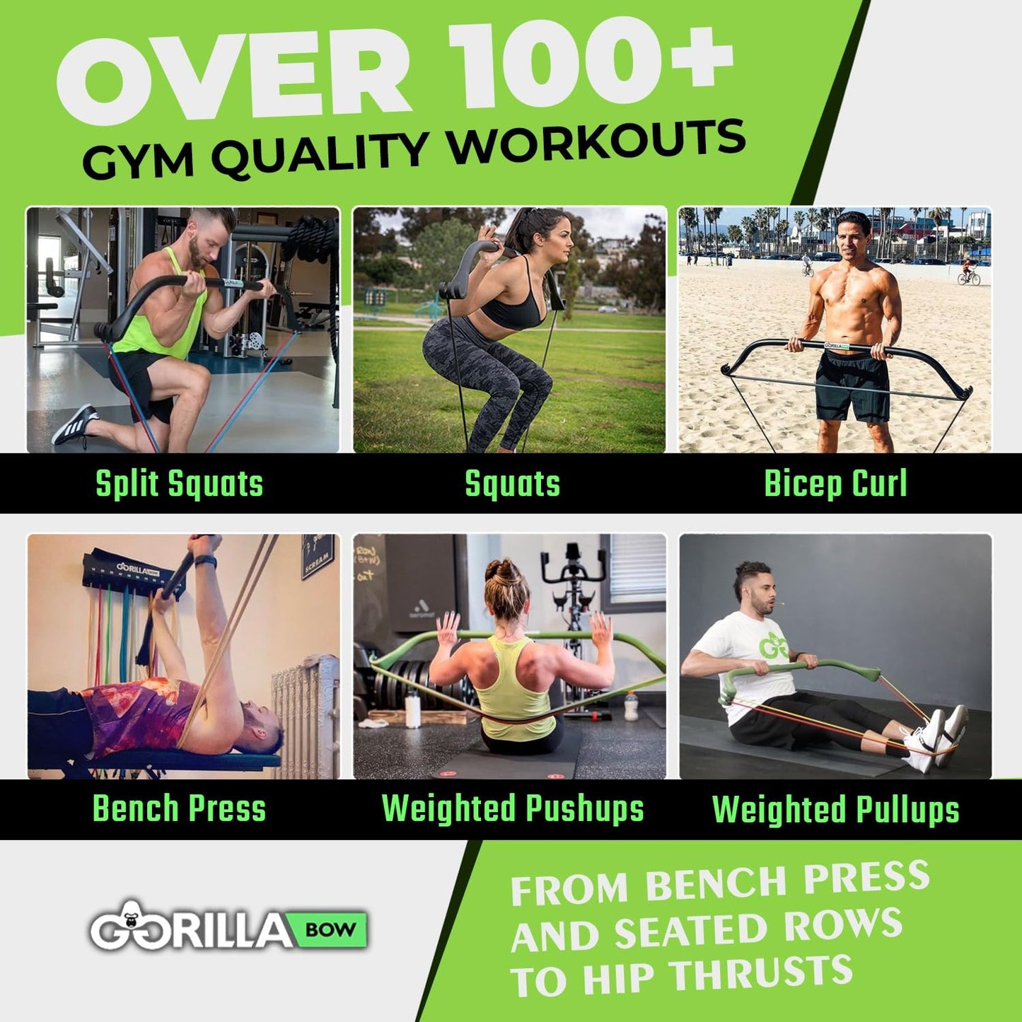 Gorilla Bow Travel All-in-ONE Strength Training Equipment, Portable Home Gym System, 100 Plus Quality Workouts for Travel, Home Gym & Outdoor Includes Workout Guide and Videos