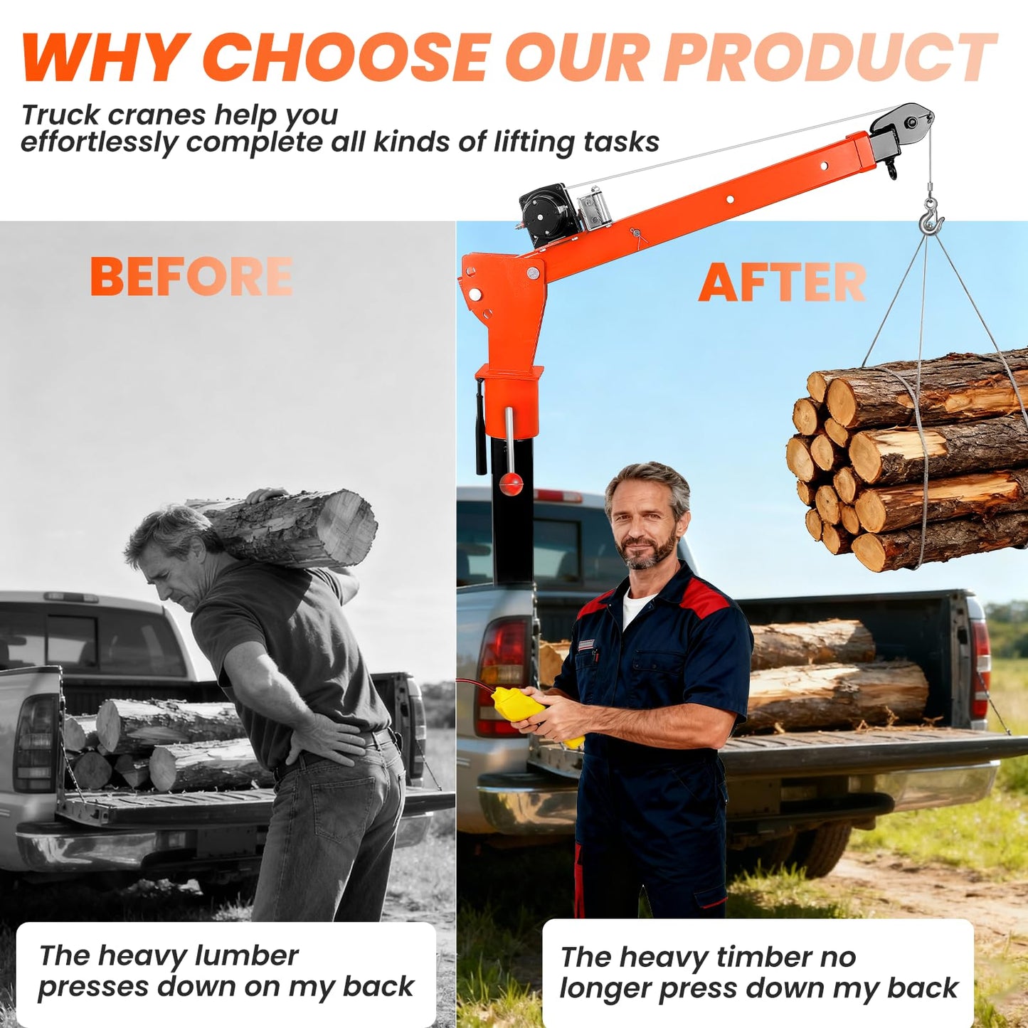 EQUCKKY 1600lbs Electric Pickup Truck Crane & 3500lbs Electric Winch, Folding Truck-Mounted Bed Crane Hoist, 360° Swivel, 3 Adjustable Boom, 12V DC, for Construction Auto Repair Complimentary Returns!
