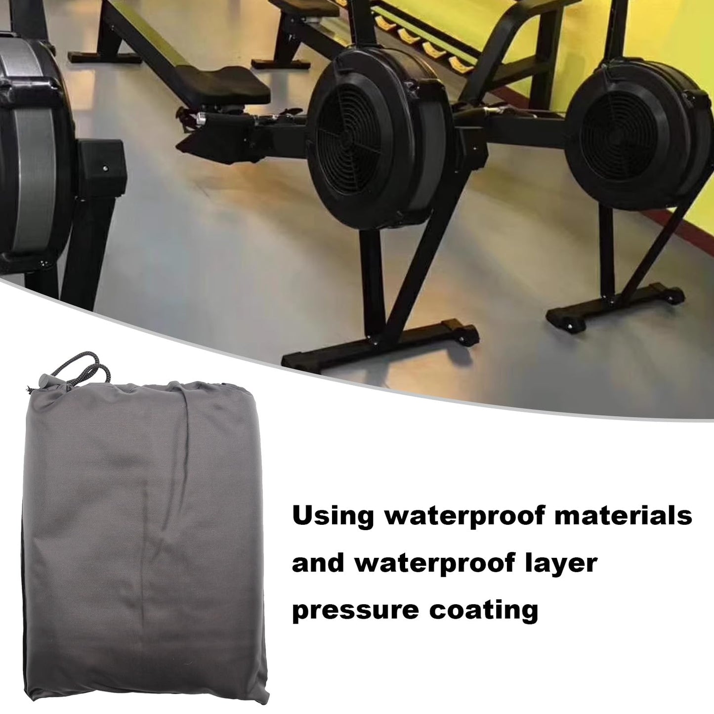 Fitness Rowing Machine Dust Cover 210D Oxford Fabric 95" x 24" x 40" Black Rowing Waterproof Machine Cover Fitness Equipment Protector