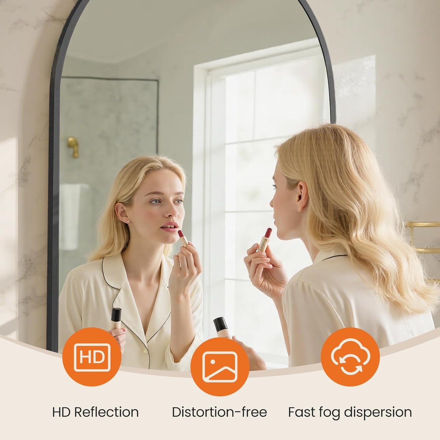 Sweetcrispy Arch Black Bathroom Wall Mirror - 24"x36" Metal Frame Vanity Mirror for Home Decor