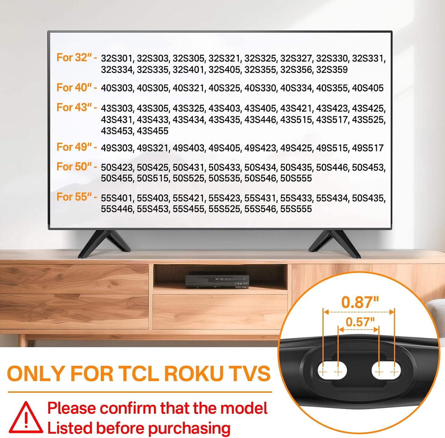 Chunxiao 32S321, 40S325, 43S303, 50S425, 55S525 Replacement TV Base Stand for TCL Roku TV Legs - Compatible with TCL