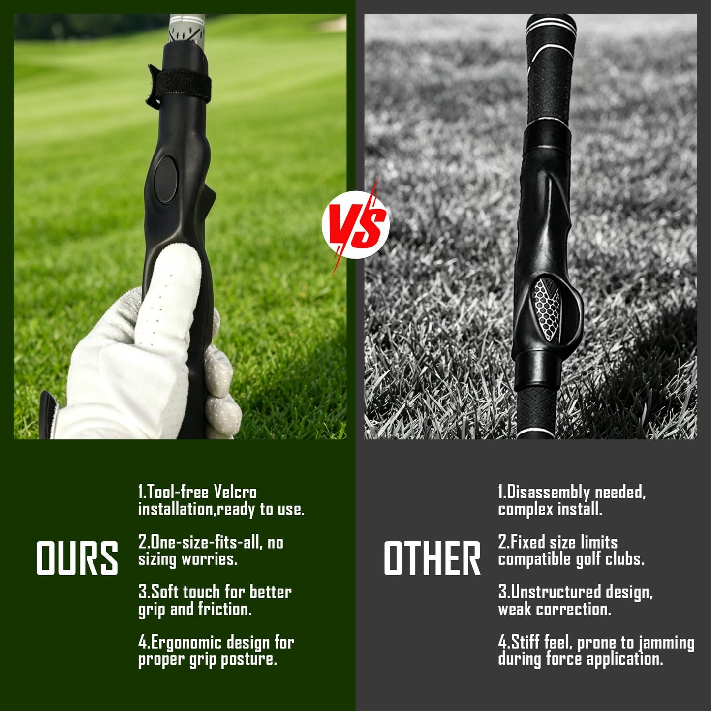 Golf Grip Training Aid Swing Posture Corrector, Improve Swing Rhythm & Consistency, Golf Hand Position Practice Trainer, Perfect Golf Gift for Men Women, Ideal Present for Him Her Golfer Lovers（Black)