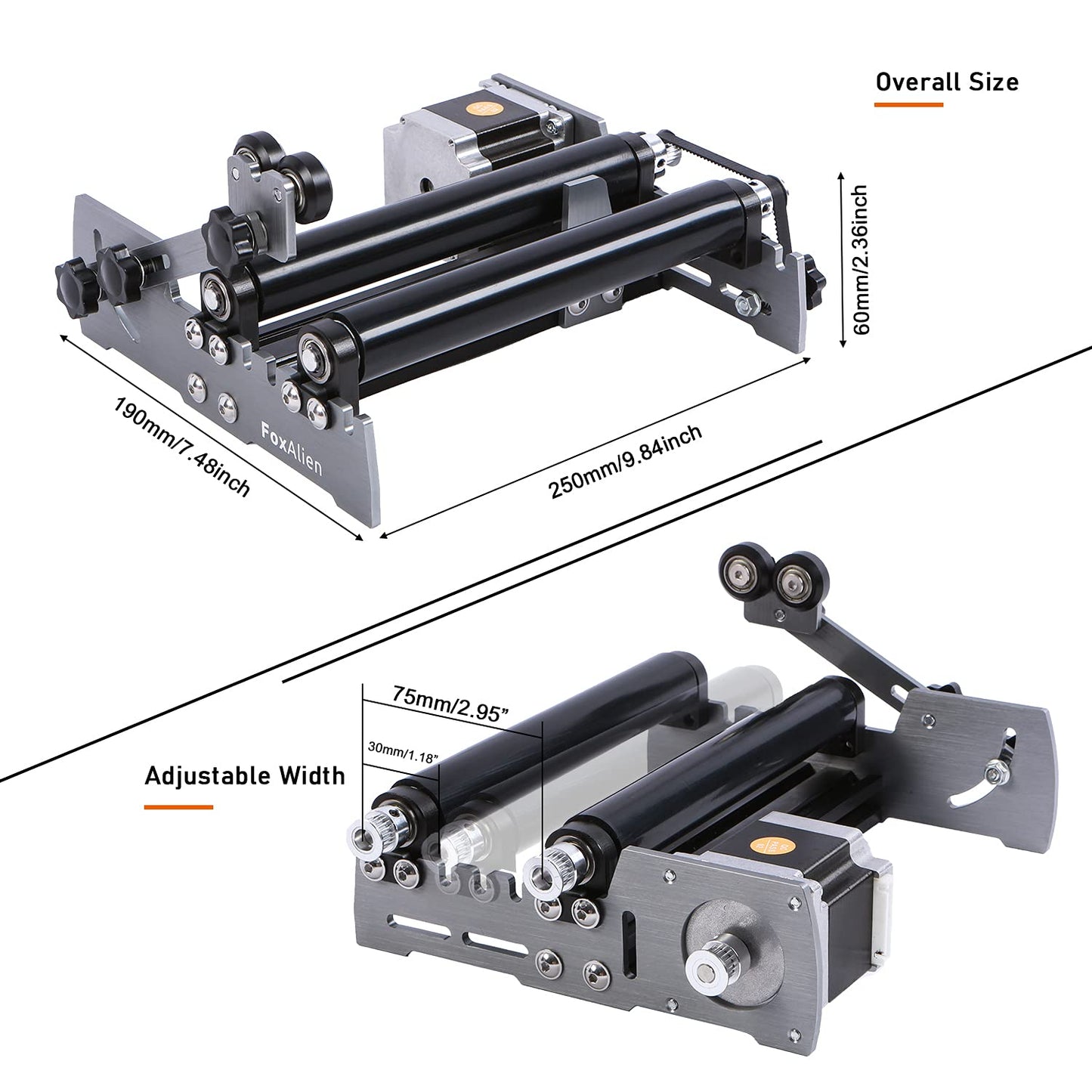 FoxAlien R57 Y-axis Rotary Roller Engraving Module for Cylindrical Objects Curved Surface for FoxAlien 4040-XE CNC Router Engraving Machine