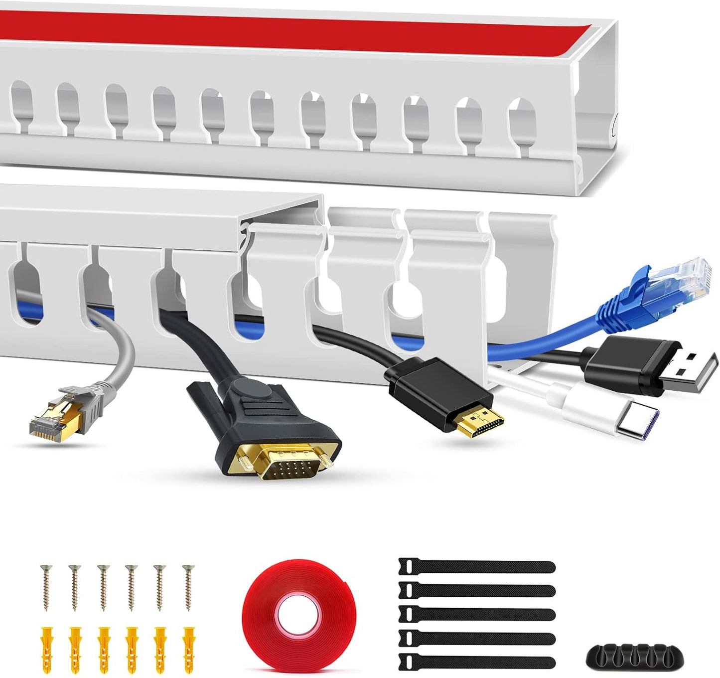 Aocii 31.4" (2 15.7) 2 Pack Cable Duct Management Raceway Kit, x Server Rack Management, Hide Network HDMI VGA Cables