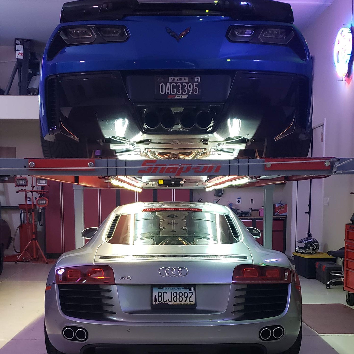 Led Lift Lighting 4 Post Lift Lights Super Bright LED Strip with Neodymium Magnets (White LED's, 13' Lifts)