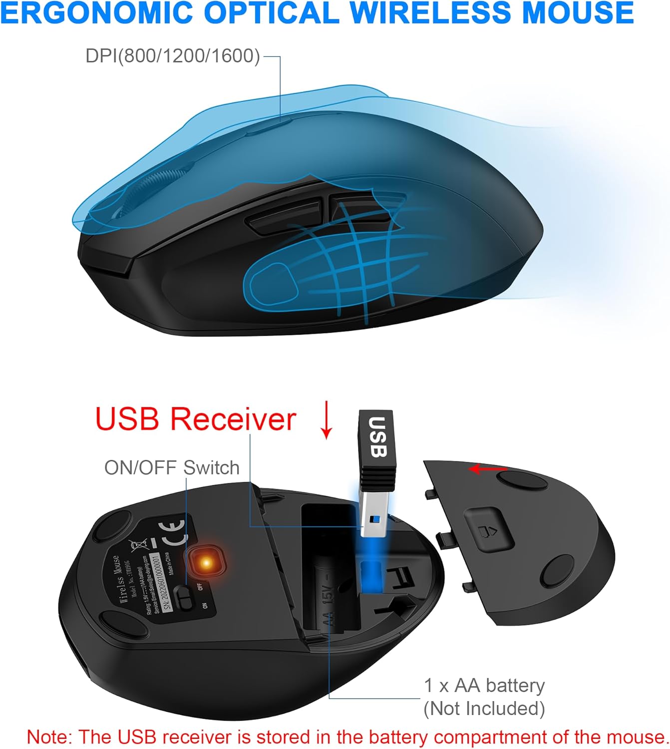 EDJO 2.4G 3 Wireless Keyboard and Mouse Combo, Full Size Ergonomic Keyboard with Palm Rest, Comfortable Natural Typing