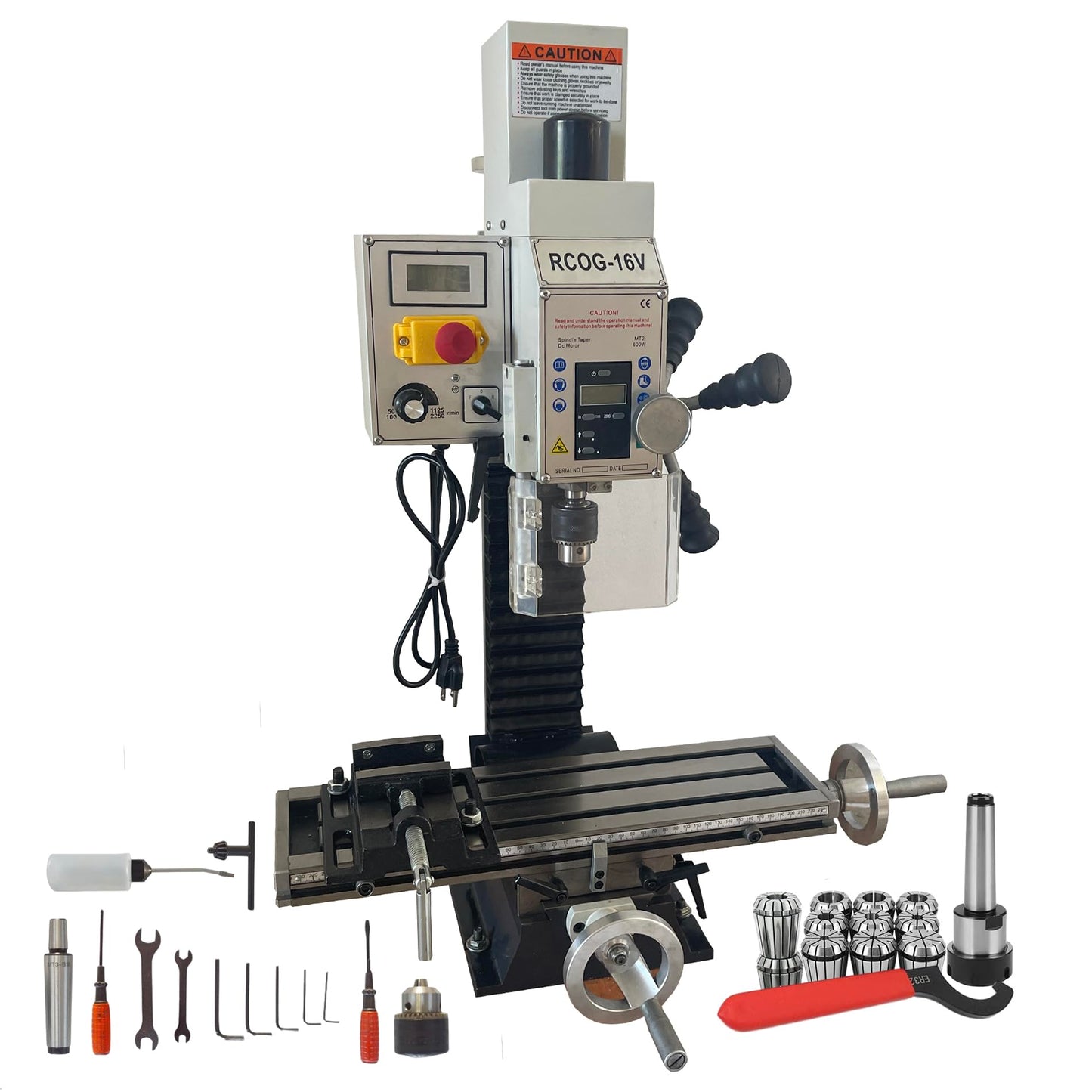 INTBUYING Mini Milling Drilling Machine Benchtop Mill Drill 5-1/2''x20'' Precision Hobby Milling Machine 600W MT2 Variable Speed Micro Feed with Spindle Drill Chucks for Metal Plastic Wood 110V