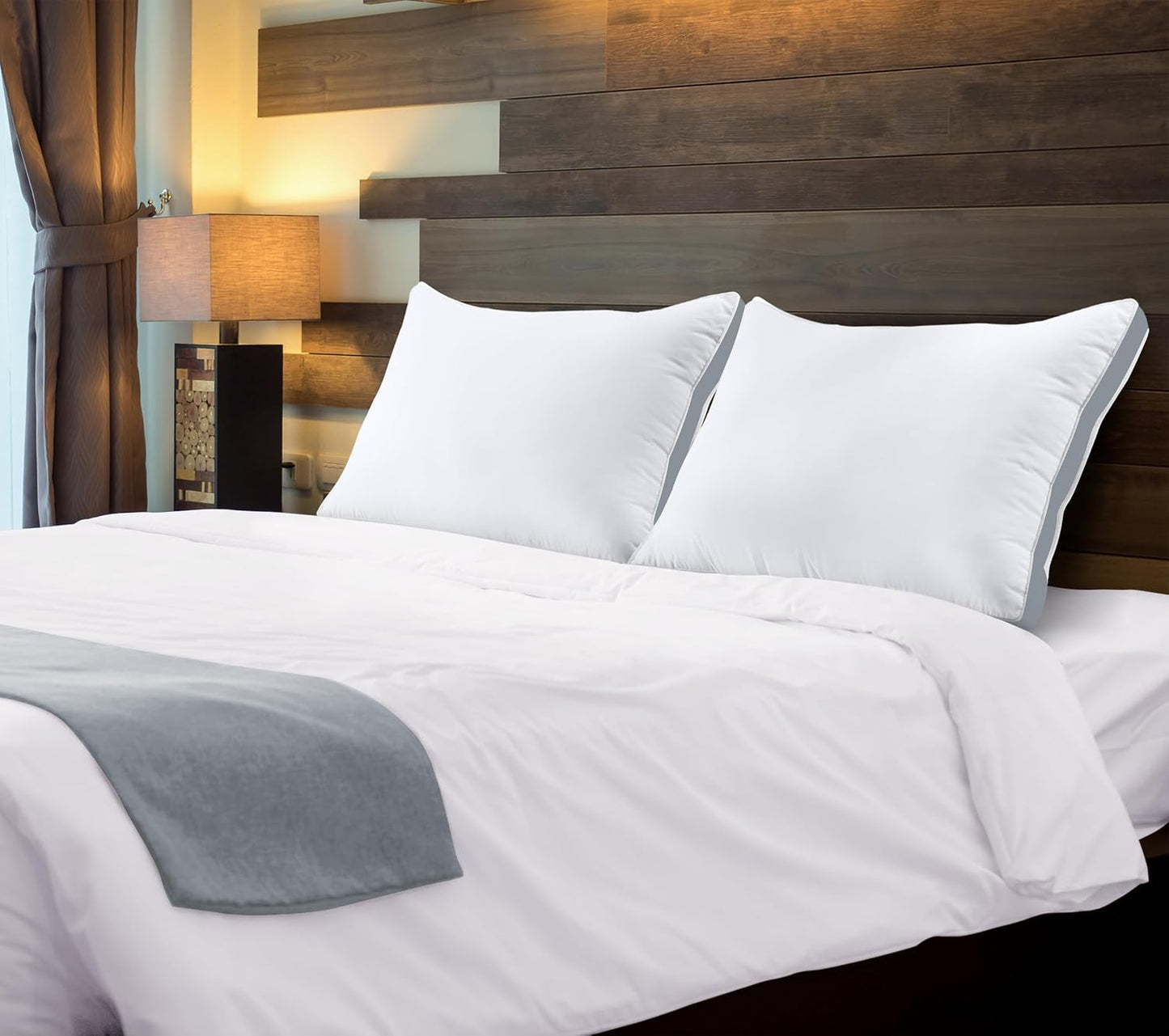 Utopia Bedding Bed Pillows - Soft & Fluffy Down Alternative | Standard Size, Set of 2, Grey