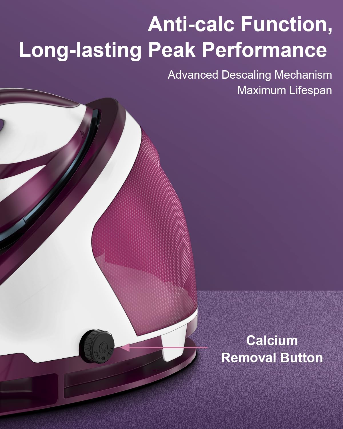 Martisan Steam Generator Iron for Clothes, LED Steam Station, 1800W Power, 8 Bar Max Pressure, 1.9L Water Tank, 550g/min Steam Burst, Auto Off, Ceramic Soleplate, Fast Wrinkle Removal, Purple