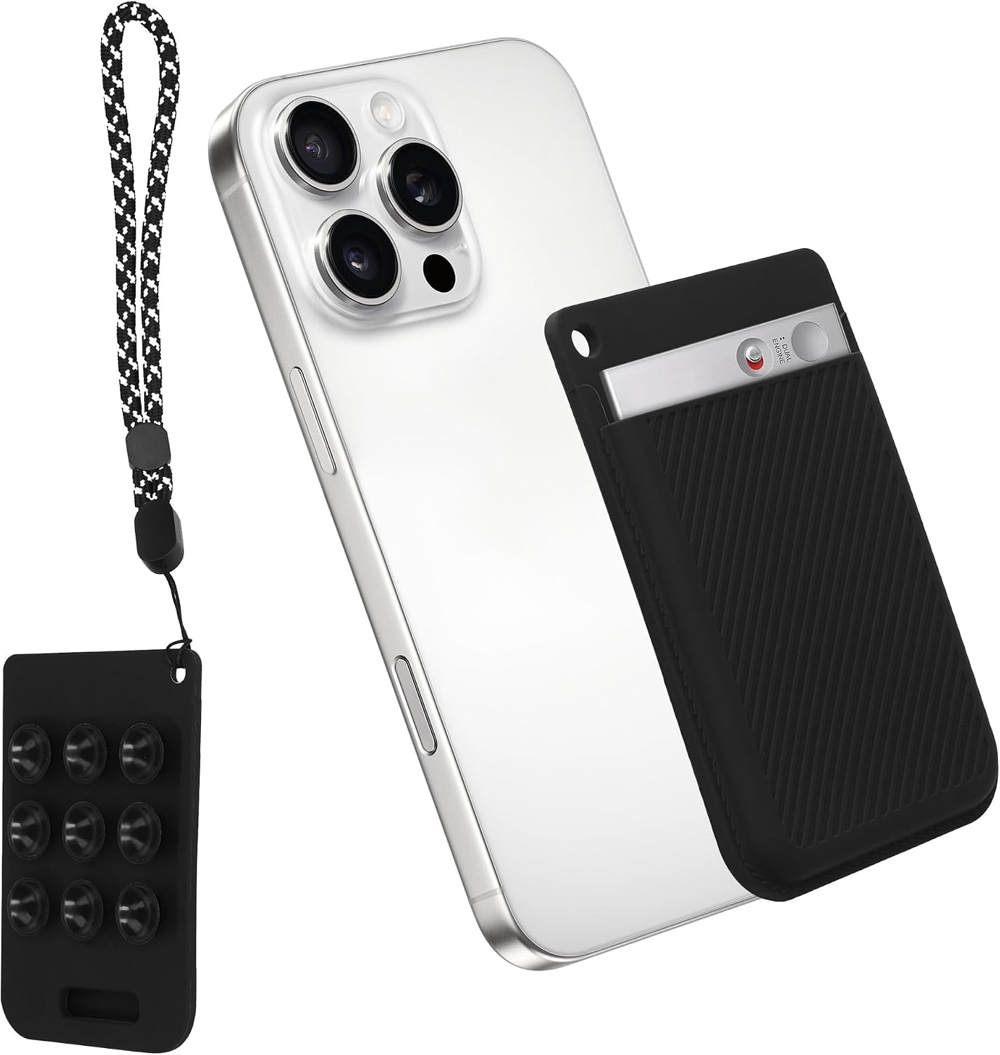 kwmobile AI Voice Recorder Cover with Suction Cup Mount - Black