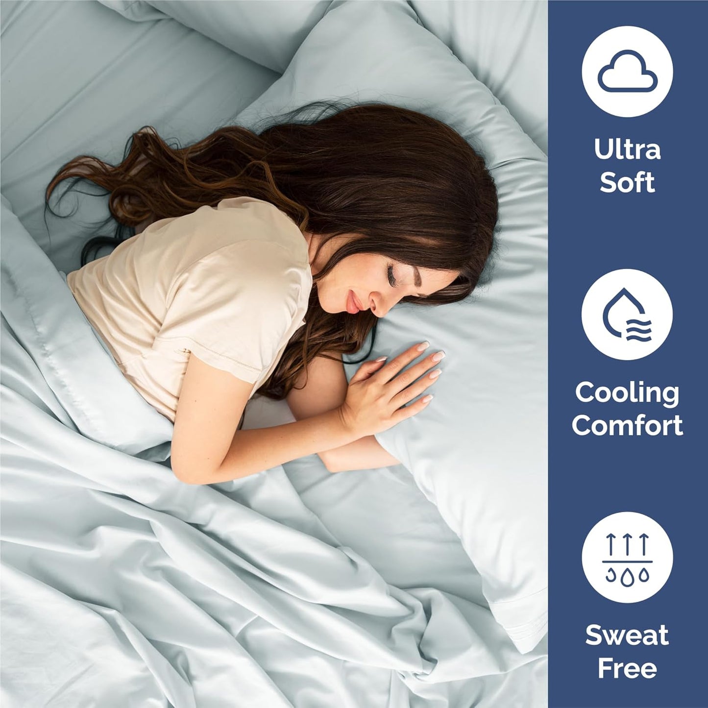 Split King Size 5-Piece Sheet Set - Comfy Cooling Bed Sheets | Luxury Hotel Quality - Deep Pockets, Soft & Wrinkle-Free - Oeko-Tex Certified - Ice Blue
