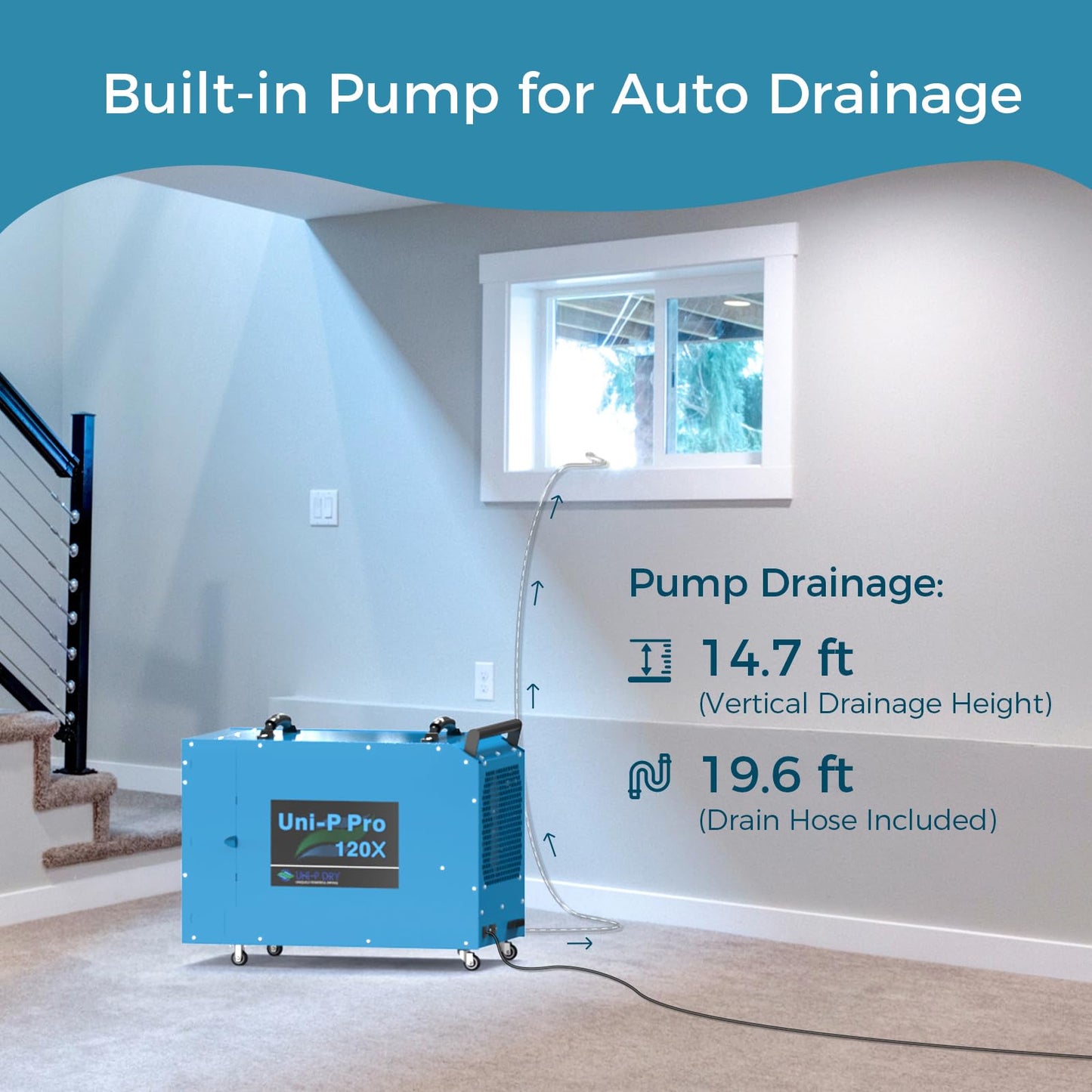 ALORAIR 235 Pints Commercial Dehumidifier with Pump for Crawl Spaces & Basement, Portable Dehumidifier with Drain Hose, Wheels for Crawlspace, Auto Defrost, Memory Restart, Heavy-Duty Moisture Removal