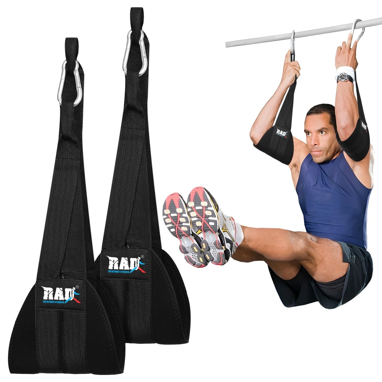 RAD Ab Straps for Pull Up Bar & Abdominal Muscle Building, Adjustable Abdominal Trainer, Fitness Gear for Men & Women, Home Gym Equipment, Bodybuilding, Powerlifting