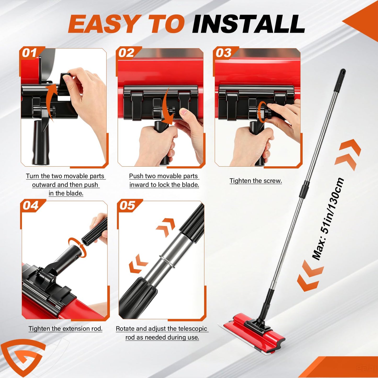 Drywall Skimming Blade Set with Portable Case, 10”+16”+24”+32” Skimming Blades, 9” Drywall Compound Rollers, 32-51inch Extension Handle Taping Knife Arc Scraper Tools for Drywall/Plaster/Wallboard