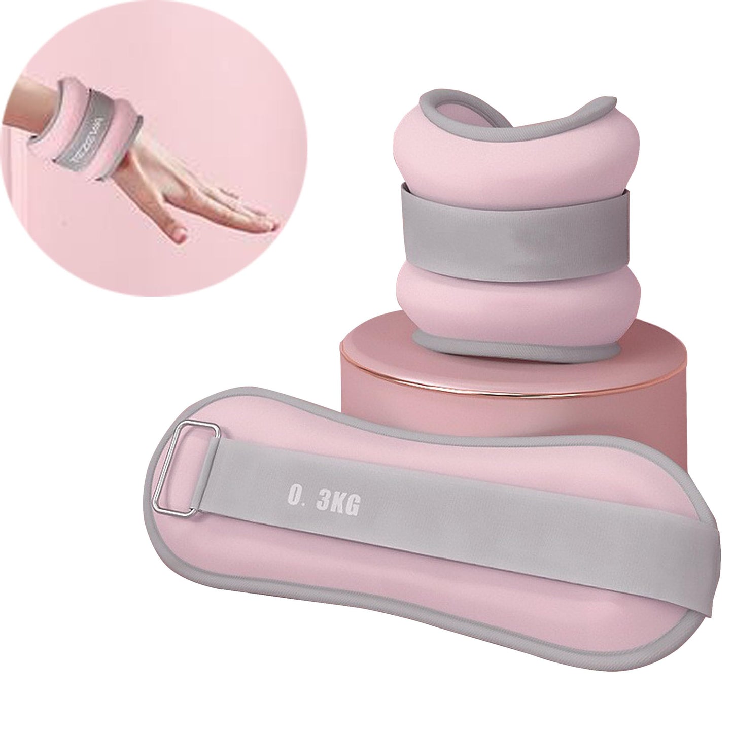 1 Pair 0.66 lbs Adjustable Men's and Women's Hand and Ankle Weights Wrist Weights for Yoga, Walking, Aerobics, Dance Exercise and Other Fitness Exercises (Pink)