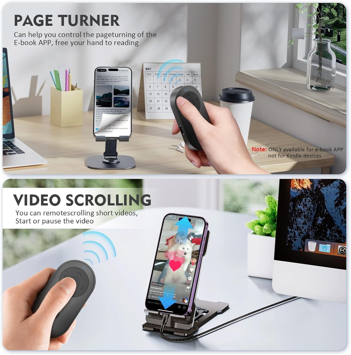 Wireless Camera Remote Control with Zoom in/Out for Android & iPhone,Versatile Shutter with Front/Rear Camera