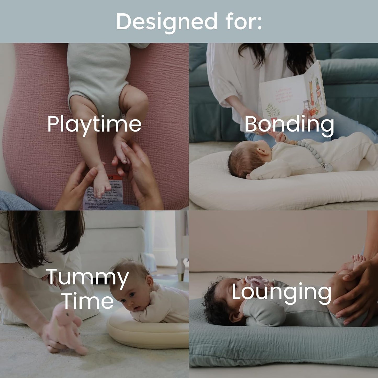 Snuggle Me® Baby Lounger - Premium Organic Cotton Infant Nest with Foam Core & Travel Bag | Birch (0-6 Months)
