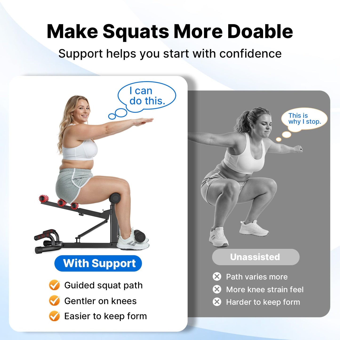 MERACH Upgrade Deep Squat Machine for Overweight, Dual Spring Assist& 350LB Weight Capacity, Glute Trainer Machine, Easy Setup & Leg Home Workout Machine