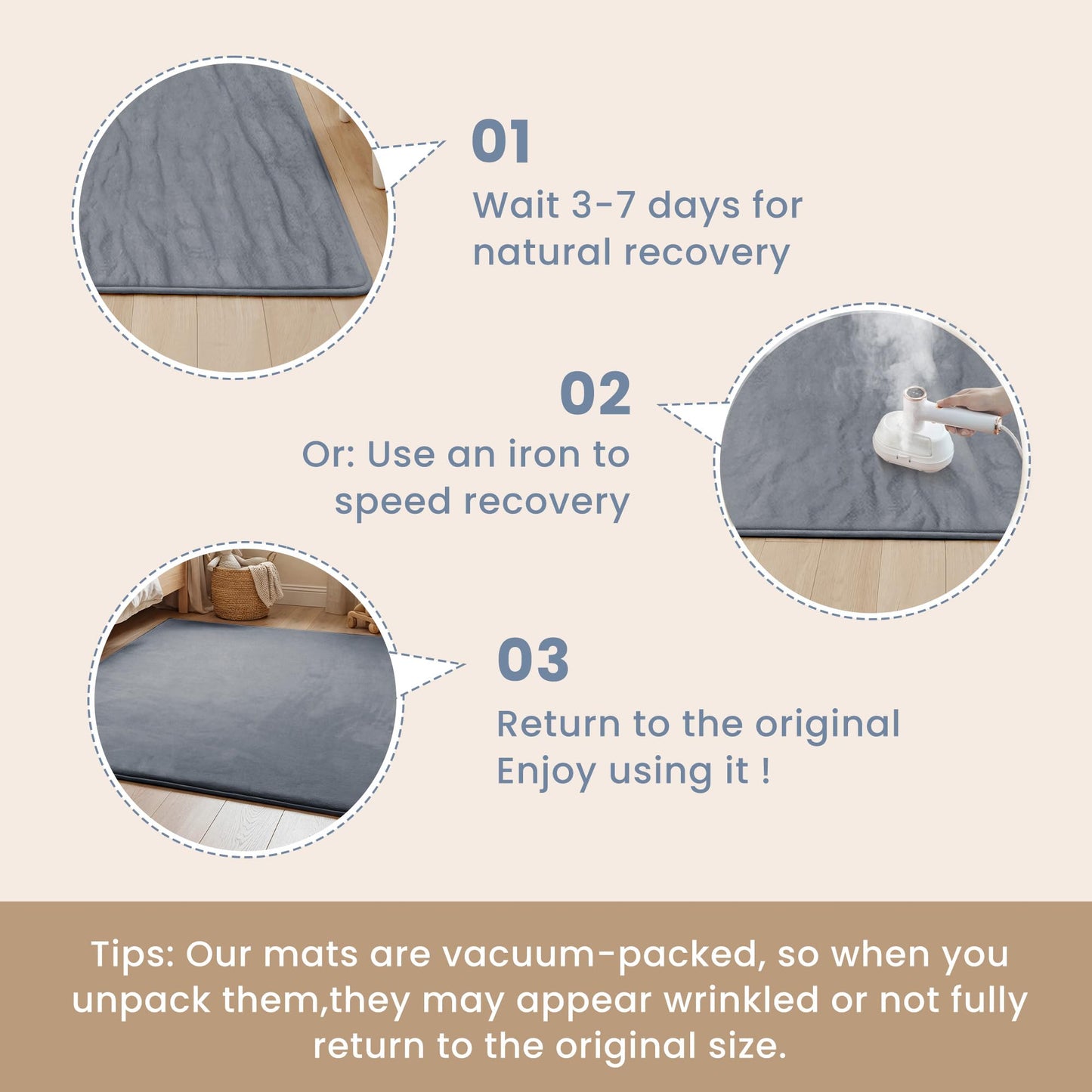ACOMOPACK 1.3" Thick Baby Play Mat for Floor 59x71-Large Water-Repellent&Non-Slip Memory Foam Mat for Kids,Toddlers,Soft Velvet Nursery Rug for Tummy Time&Crawling,Yoga,Tatami Style(Grey)