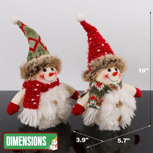 Juegoal Lighted Snowman Figurines - 10 Inch Christmas Table Decorations | Battery Operated Holiday Ornaments