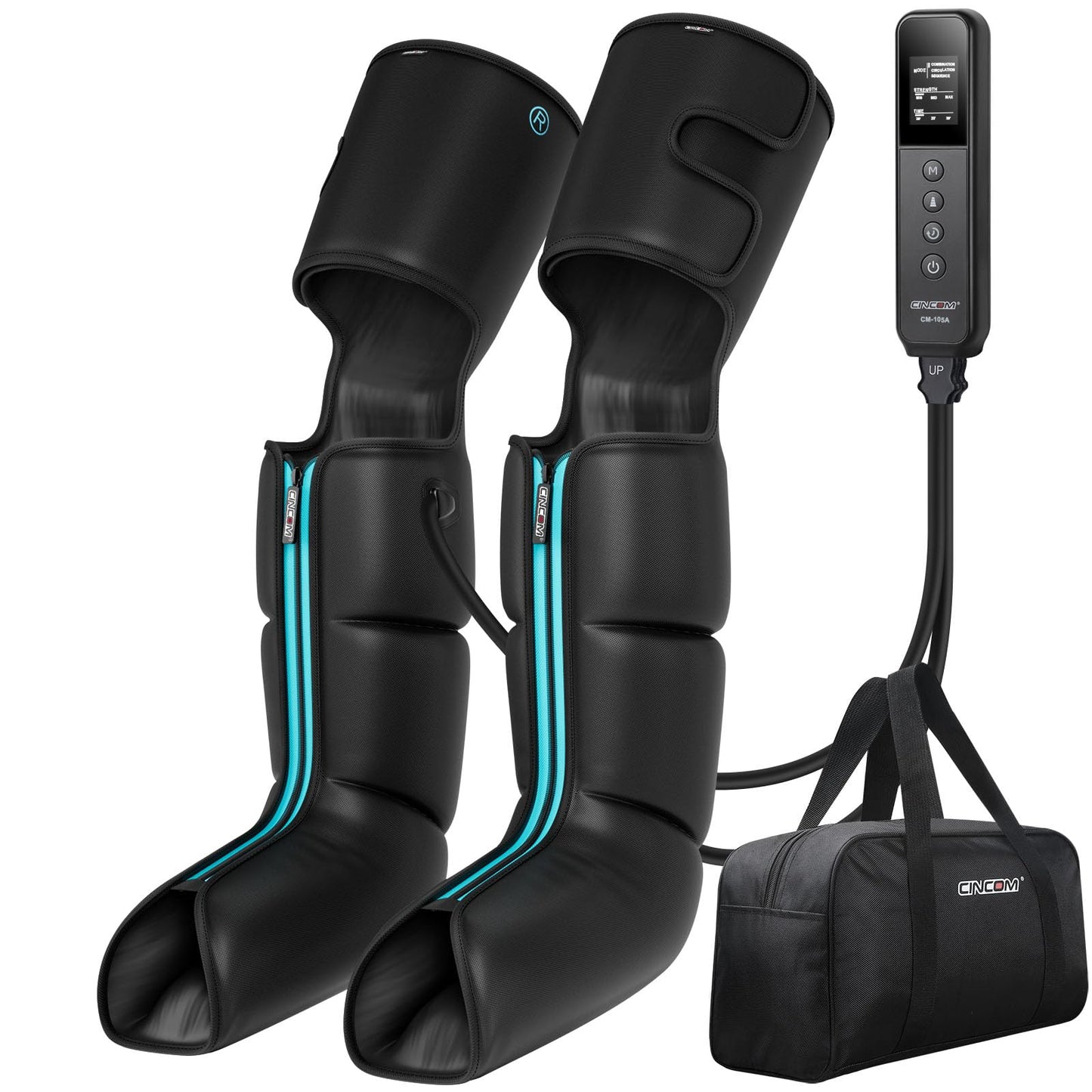 CINCOM Leg Massager for Circulation and Pain Relief, Air Compression 3 in 1 Leg Massager for Foot Calf & Thigh, Leg Compression Boots for Recovery, Edema, RLS Relief