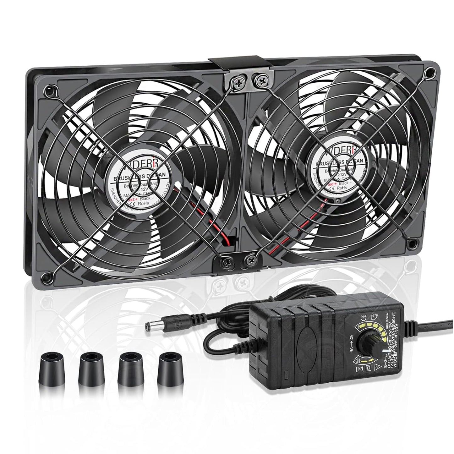 2 120mm 110V-240V Server Cooling x Big Airflow Computer Fan with AC Variable Speed Controller for Chassis PC Cabinets