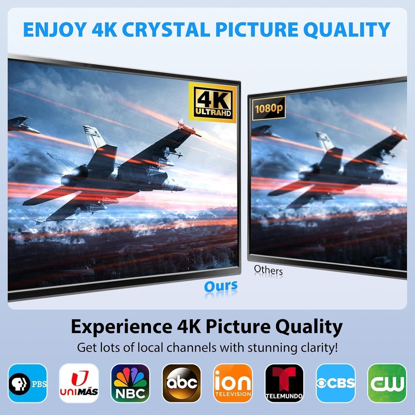 Generic 360 4K 1080P Indoor Long Range TV Antenna, Reception Digital Antenna for Smart TV, Supports HD VHF UHF Local