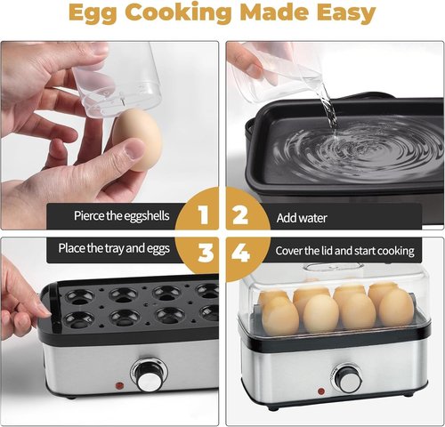 Electric Egg Cooker Rapid - 8 Egg Capacity for Perfect Hard Boiled, Soft Boiled, Poached & Scrambled Eggs