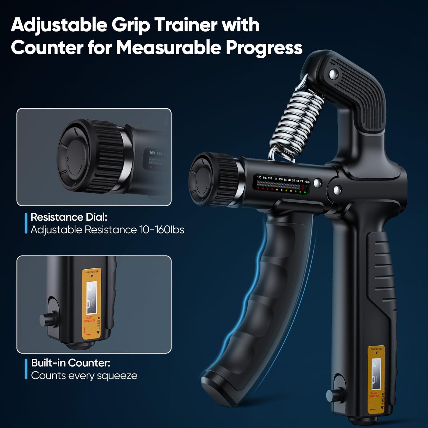 FitBeast Grip Strength Trainer Kit, Digital Grip Strength Tester with Adjustable Hand Gripper Strengthener & Finger Exerciser, Track Progress for Fitness, Rehab & Strength Building (Advanced 3-in-1 Kit)